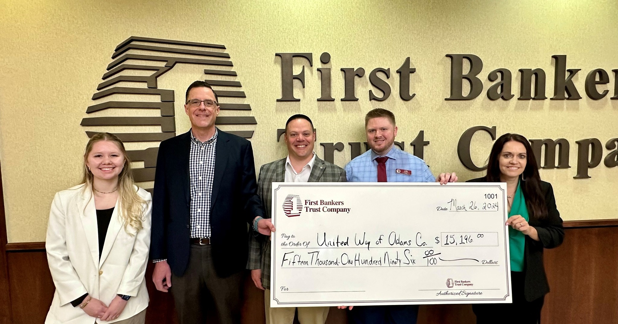 First Bankers Trust Check Presentation